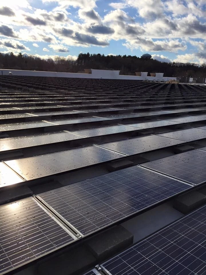 Solar panels on the roof of a building.