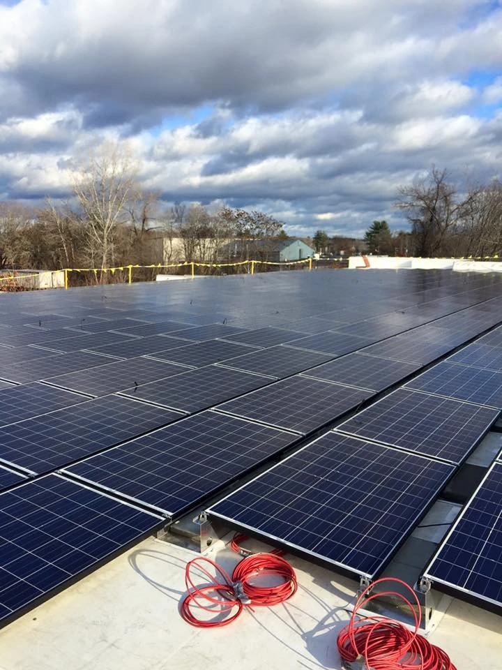 Solar panels on the roof of a building.