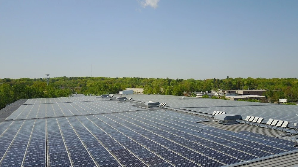 Solar panels on the roof of a building.