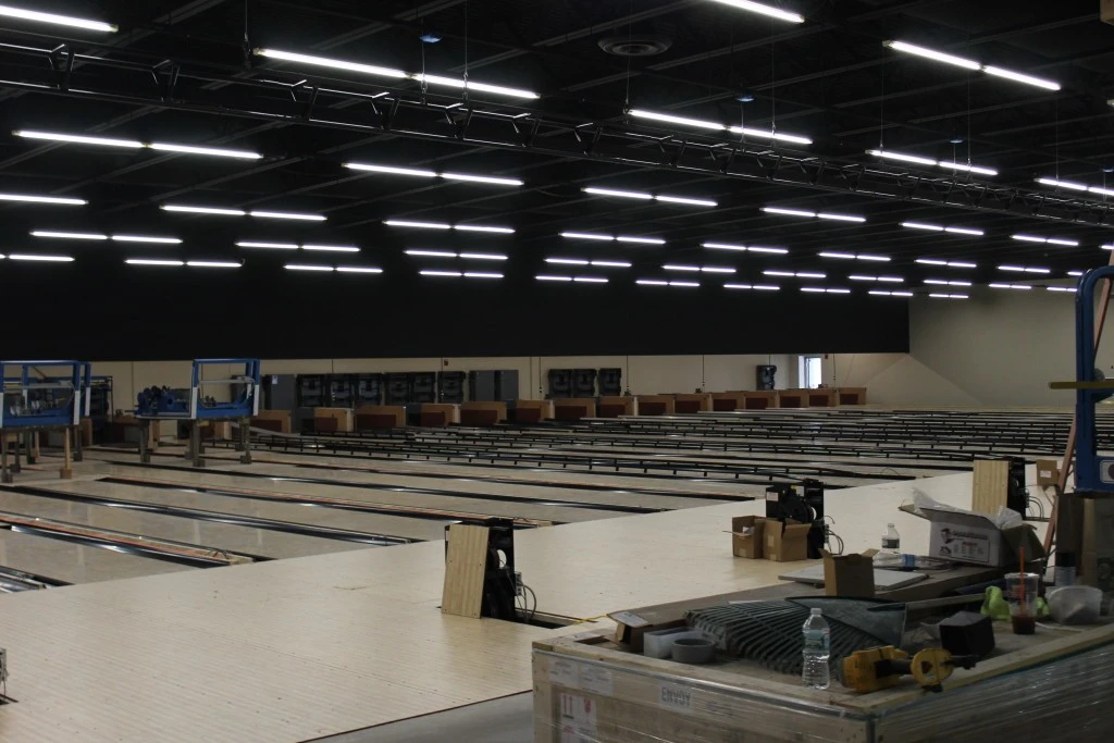 A bowling alley is being built.