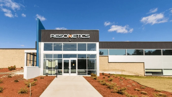 A building with the word resonics on it.